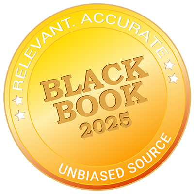Black Book 2025 award medallion.