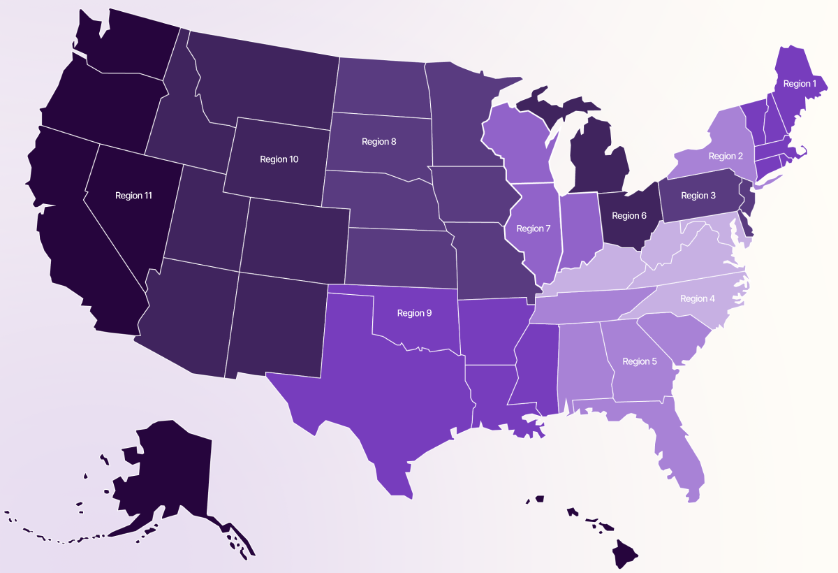 United States map showing Knowtion Health client regions